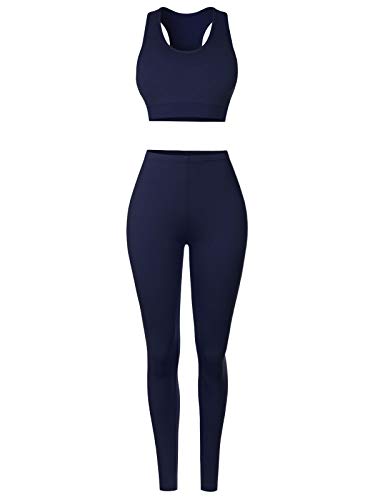 MixMatchy Women's Two Piece Gym Yoga Racerback Sports Bra with Slim Fit Legging