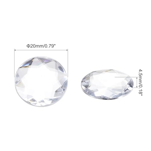Image of MECCANIXITY Flat Back Round Acrylic Rhinestones,20mm White Flatback Crystal Rhinestones for Crafts Clothes Shoes DIY Decoration Gifts 50Pcs