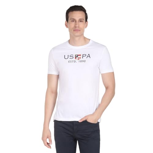 Image of U.S. Polo ASSN. Men's Cotton Regular Fit Crew Neck Brand Print T-Shirt