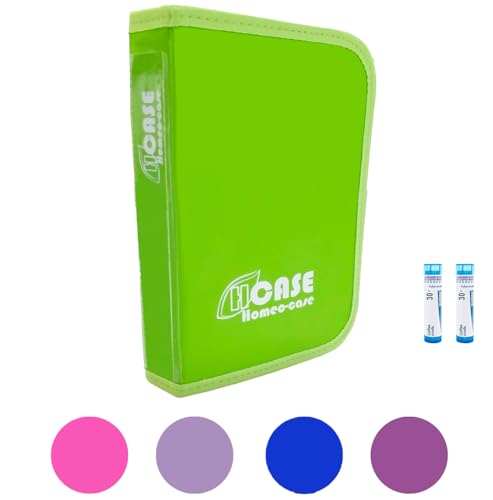 Homeo Case | Rangement Homeopathie avec 40 Espaces pour Boiron Tubes 4 Grammes | Trousse pour Homeopathie | Tubes Non Inclus | Couleur Vert | Fermé 21,5 x 14,5 cm | Ouvert 48,5 x 21 cm