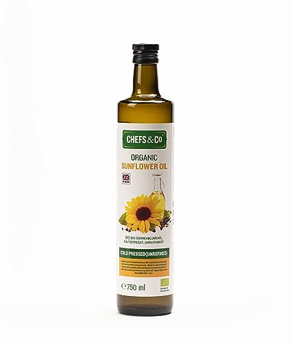 CHEFS & CO Organic Sunflower Oil | Plant-Based Oil | Ideal for Baking, Sautéing & Dressings(COLD PRESSED, 750ml (Pack of 1))