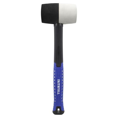 Faithfull Combination Rubber Mallet 680g (24oz) – Dual-Face Black & White Rubber Head with High-Strength Fibreglass Shaft & Ergonomic Non-Slip Grip for Assembly, Flooring & Non-Damaging Striking Tasks