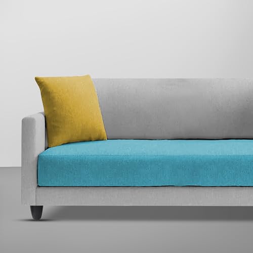 Image of Casaliving Dominic 2 Seater Sofa Set for Living Room (Turquise Grey Fabric) Premium Fabric Sofa
