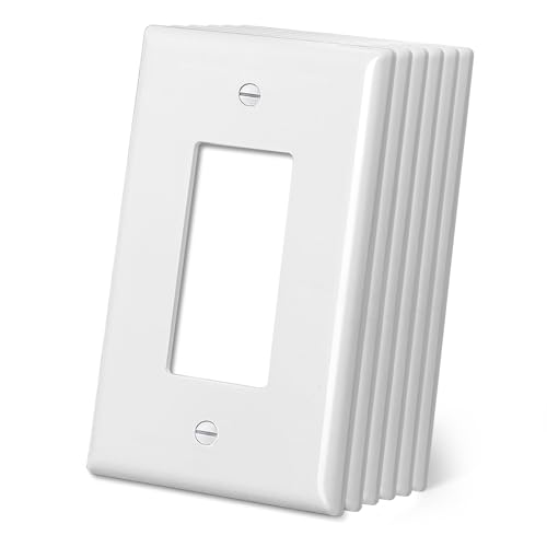 CML Jumbo Decorator Wall Plate 6 Pack Oversized Electrical Outlet Receptacle Covers 1-Gang White Switch Plates Over-Size 3.5 x 5.5 Impact Resistant ETL Listed