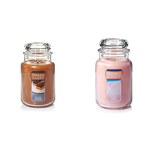 Yankee Candle Salted Caramel Scented & Pink Sands Scented, Classic 22Oz Large Jar Single Wick Candle, Over 110 Hours Of Burn Time #TOP26