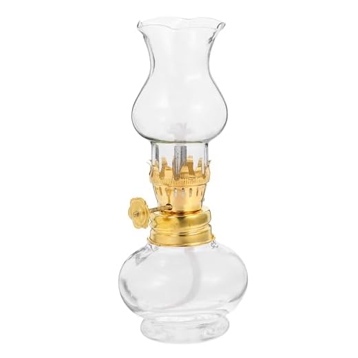 ZUNOXAZ Lámpara de Aceite de Vidrio Vintage Pequeña con Mecha Quinqué Antiguo para Iluminación de Emergencia y Decoración de Hogar