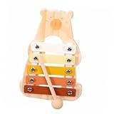 Mikinona Xilófono de Madera con Diseño de Oso para Bebés Instrumento de Percusión Montessori Portátil Desarrollo de Ritmo y Coordinación para Pequeños Juguete Musical Educativo Compacto