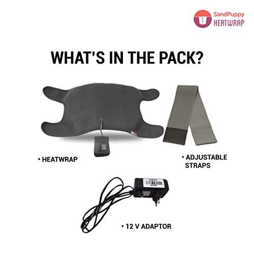 SandPuppy Heatwrap - Electric Heating Pad For Back Pain Relief (Black) | Adjustable Heating Levels | Suitable For Waist Size 28 To 44 Inches…