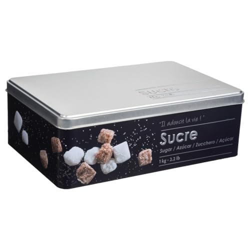 Boite alimentaire - Relief II - morceaux de sucre - 20.2 x 13.2 x 6.7 cm - Fer et étain - Noir
