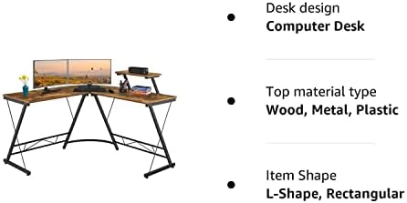 Yaheetech L-Shaped Computer Desk Wood Corner Desk with Monitor Stand, Computer Workstation Large PC Gaming Desk for Home Office, 130 x 130 x 96.5 cm(LxWxH)