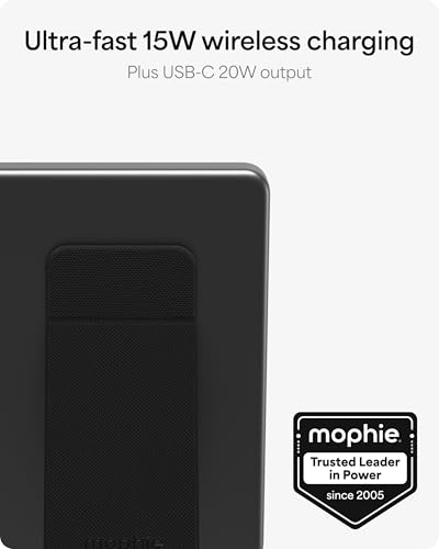 Image of Mophie Powerstation Wireless Slim with Stand 5,000mAh Power Bank - MagSafe Compatible, 15W Qi2-Certified, 20W USB-C PD Fast Charging, Ultra-Thin Battery Pack for iPhone, Android, Travel & Airplane Use
