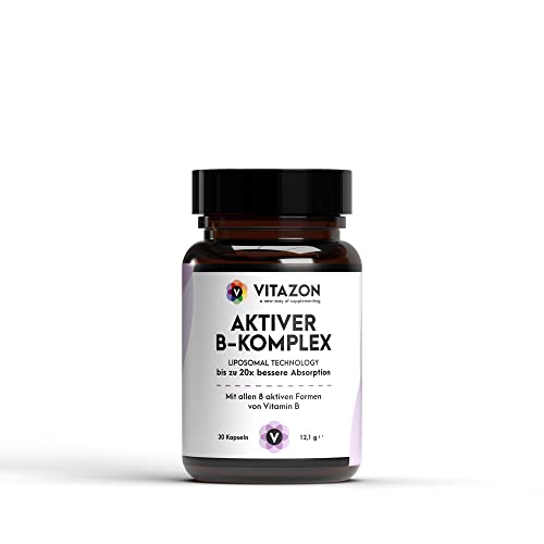 VITAZON Liposomaler Aktiver Vitamin B Komplex (30 Kapseln) • Mit 8 aktiven B-Vitaminen hochdosiert • Natürliche Liposomen nach LipoCellTech™ Cover