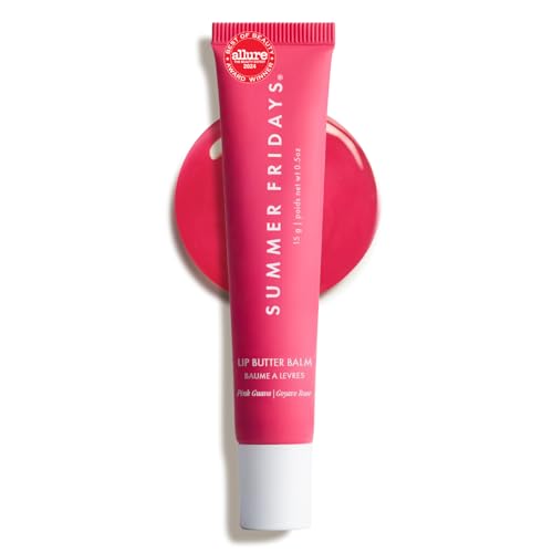 Image of Summer Fridays Lip Butter Balm - Moisturizing Lip Gloss for Instant Shine + Sheer Color - With Nourishing Shea Butter - Everyday Makeup + Skin Care Summer Essentials - Vegan - Pink Guava (.5 Oz)
