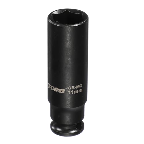 Image of sourcing map 6 Point Deep Impact Socket 1/4 Inch Drive 11mm Metric Standard Socket Cr-Mo Steel Spindle Axle Hex Nut Bolt Sockets for Auto Machine Repair