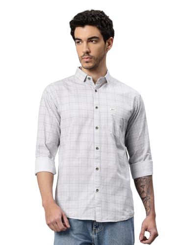 Image of Majestic Man Comfort Slim Fit Pure Cotton Checked Casual Shirt