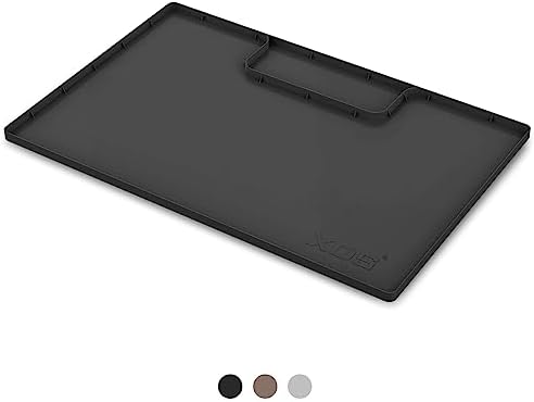 XDS Trimmable Under Sink Mat for Kitchen Waterproof, 34''x22'' Silicone Under Sink Liner, Flexible Under Sink Tray, Cabinet Protector Mat for Drips, Leaks, Spills (Black)
