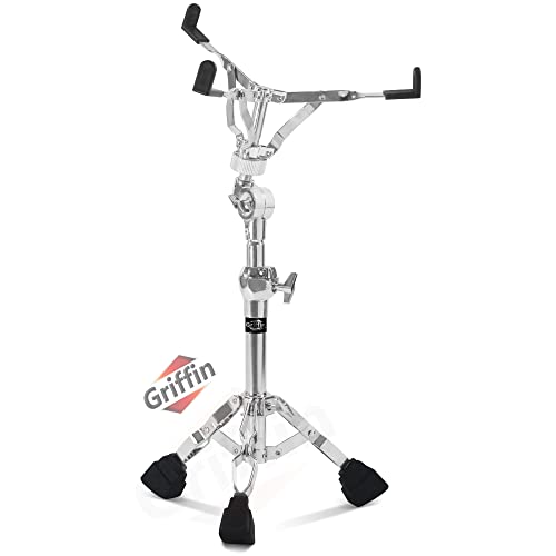 Griffin Premium Snare Drum Stand | Heavy-Duty Weight Mount For Snares, Tom Drums & Practice Pad | Double Braced Percussion Hardware Kit | Adjustable Height & Tilting Gear Clamp Style Basket Holder #TOP11