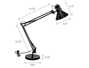 Bostitch Office VLF100D Swing Arm Desk Lamp, Metal, 36" Reach with Multi-Joint Adjustment, Includes Replaceable LED Bulb (VLF), Black — photo 6 of 6