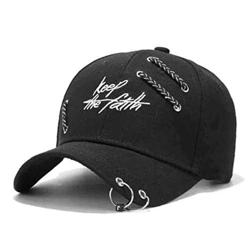TOSSPER Gorra Béisbol con Anillo Hierro All-Match Sombrero Punk Street Fashion Sombrero para Hombres Mujer () Cover