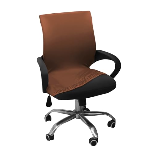 Image of HOKIPO 'SereneSolids' 140 GSM Office Chair Cover for Desk Chair (Low-Back) - 140 GSM Stretchable Fabric - Washable & Anti-Slip - Fits Small & Low-Back Office Chairs, Brown (AR-6222-BR-S)