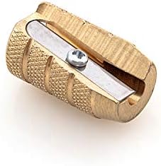 Fine&Candy - Brass Pencil Sharpener with Single Hole, Sharpener for Pencils, Robust and Quality Blade, Gold