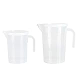  Vaso medidor de plástico 500ml/1000ml Vasos medidores de plástico Transparente con Tapa Cocina Accesorios para Hornear(1000ML)