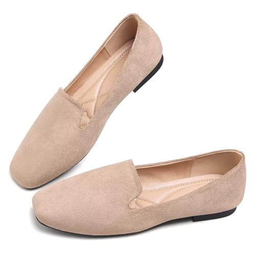 Image of Dear Time Women's Closed Toe Flats Shoes Comfortable Office Slip-on Casual Loafer Flats