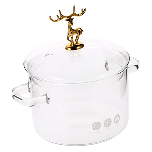 STOBAZA Olla De Sopa De Vidrio Hogar Con Tapa Transparente Utensilios De Cocina Resistentes Al Calor Para Cocinar y Estofado Casa Incluye Asas Manejo Seguro