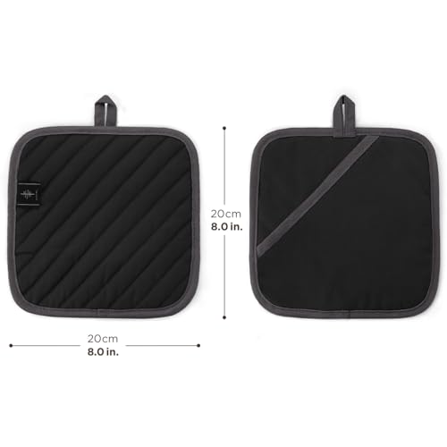 BONTHEE 20CM Topflappen Waschbare Schutzlappen zum Kochen Backen Küchenzubehör - Schwarz