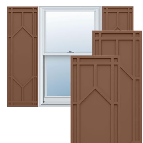 Ekena Millwork TFP001SK12X043BT True Fit PVC Shaker (Per Pair-Hardware Not Included) Fixed Mount Shutters, 12-in. W x 43-in. H, Burnt Toffee