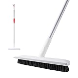 CLEANHOME Schrubber, 133 cm Teleskop waschbürste, Bürste und Wischer 2 in 1 Design für Zuhause, Badezimmer, Boden, Küche, Garage, Poolreinigung (Weiß)