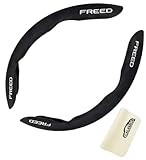 ハンドルカバー ホンダ フリード 車用 ステアリングカバー FREED用 GB系 GT系 GB5-8全シリーズ 適用 人工スエード生地 汎用 軽自動車 普通車 取付簡単 吸汗性 耐摩耗性 汚れ防止 滑り止め オールシーズン対応 内装パーツ 車用品 アクセサリー (ブラック, フリード専用)