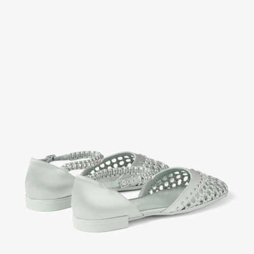 keleimusi Women's Woven Ballet Flats Summer Sparkly Flat with Ankle Strap Round Toe Slip On Rhinestone Mary Jane Flats Comfortable Studded Ballerina Shoes4