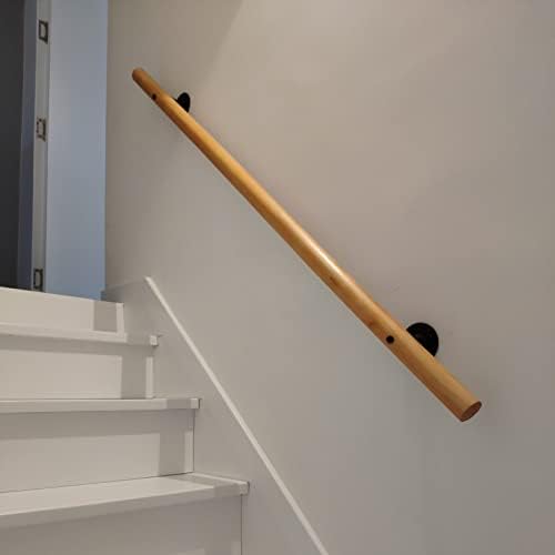 Non-Slip Wooden Stair Treads with Wall-Mounted Iron Brackets, Indoor Safety Railing for Home, Kindergarten, Villa & Loft - Durable Stair Support Rods