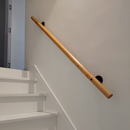 FALIYORS Pasamanos de Escalera de Madera Antideslizante con Soportes de Hierro para Montaje en Pared Barandilla de jardín de Infantes para el hogar Varilla de Soporte de Corredor Barandilla