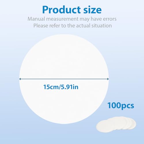 100 Stück Filterpapier Labor Rund mit 15 cm Durchmesser, Universelles Laborfilterpapier für Chemie, Öltests und Analysen, Mittlere Flussrate und Partikelabscheidung (Diameter 15cm)