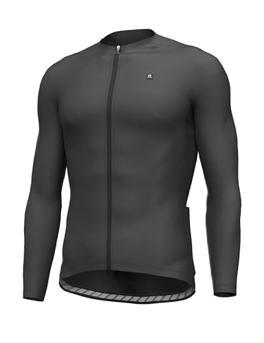 LAMEDA Maillot Ciclismo Mangas Largas Hombre Jersey MTB Entretiempo Camiseta para Ciclista Ropa para Deportes al Aire Libre Bicicleta Negro-XL