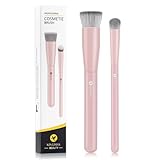 KINGMAS Foundation Makeup Brushes, Flat Top Kabuki Concealer Brush Under Eye Nose Contour Brush for Liquid Cream Powder Blending Buffing (Pink)