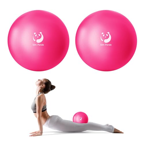 Slim Panda Pelota de gimnasia pequeña, 23 – 25 cm, pelota de pilates con pajita hinchable, pelota de yoga suave, pelota hinchable para terapia de personas mayores, casa, fitness, entrenamiento de