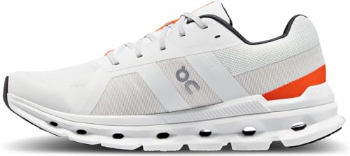 Image of On Men's Cloudrunner Sneakers, Undyed-White /Flame, 12 Medium US