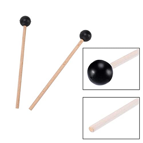 2 piezas de baquetas Ethereal con cabeza redonda de caucho y mango de madera para marimba, color blanco miniatura 5