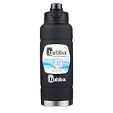 bubba Trailblazer Stainless Steel Water Bottle with Push Button Lid, 40 oz (1.18 L), Vacuum-Insulated, Rubberized Licorice