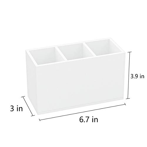 Image of NIUBEE Acrylic Pen Holder 3 Compartments, White Pencil Organizer Cup for Countertop Desk Accessory Storage