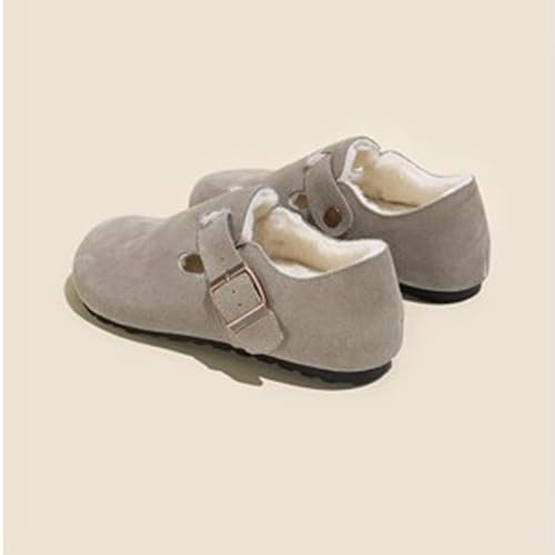 Mules et sabots en daim avec doublure fourrure grises taille 40