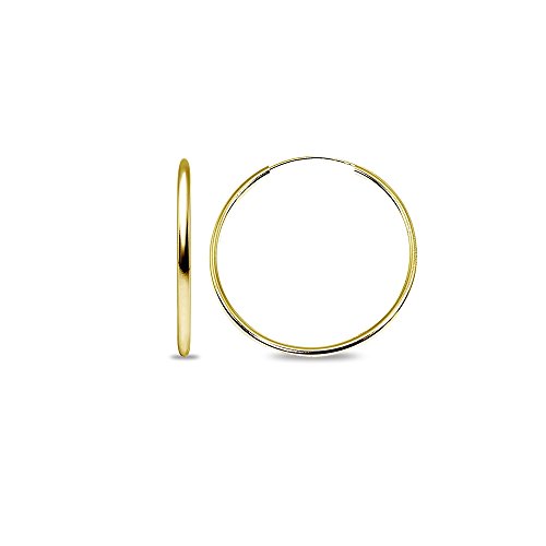 14k Gold High Polished 2x40mm Continuous Endless Round Hoop Earrings