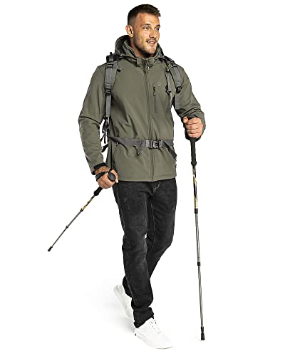 Outdoor Ventures 8M12013 Men'S Lightweight Softshell Jacket Fleece Lined Hooded Water Resistant Winter Hiking Windbreaker Jackets thumb #2