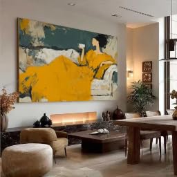 DIHANSM Abstraktes modernes Leinwandbild mit Figuren, Wanddekoration für Wohnzimmer (55 x 110 cm/ungerahmt)