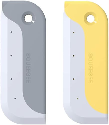 Amouy 2 Pack Small Squeegees,Mini Silicone Squeegee for Windows, Mirrors,Bathroom Glass Shower Mirrors,Kitchen Countertops and Sink, Oil Plate ,Grey,Yellow.