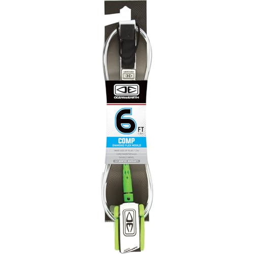 Ocean & Earth Comp Moulded White Surfboard Leash - 6'