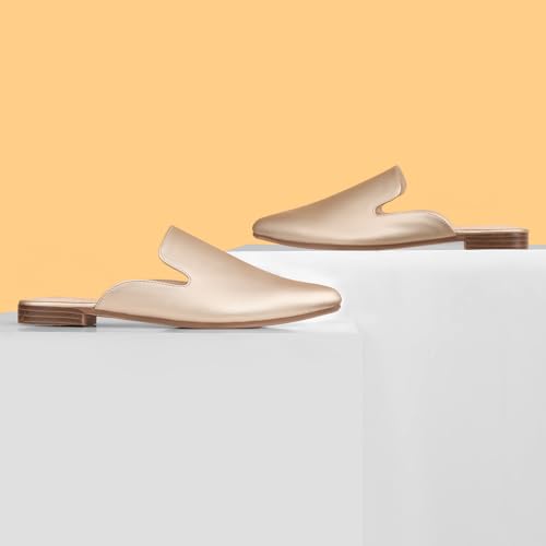 Image of MUSSHOE Women's Pointed Toe Mule Flats: Comfortable Lightweight Slip On Backless Loafers with Memory Foam for Office Work & Dressy Casual Wear